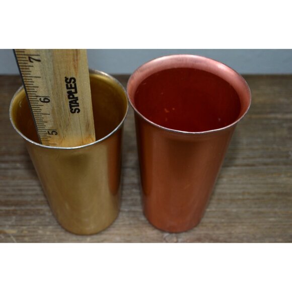 Vintage Anodized Aluminum Tumblers MCM Gold & Copper Cups Mixed Brands READ - Picture 9 of 10